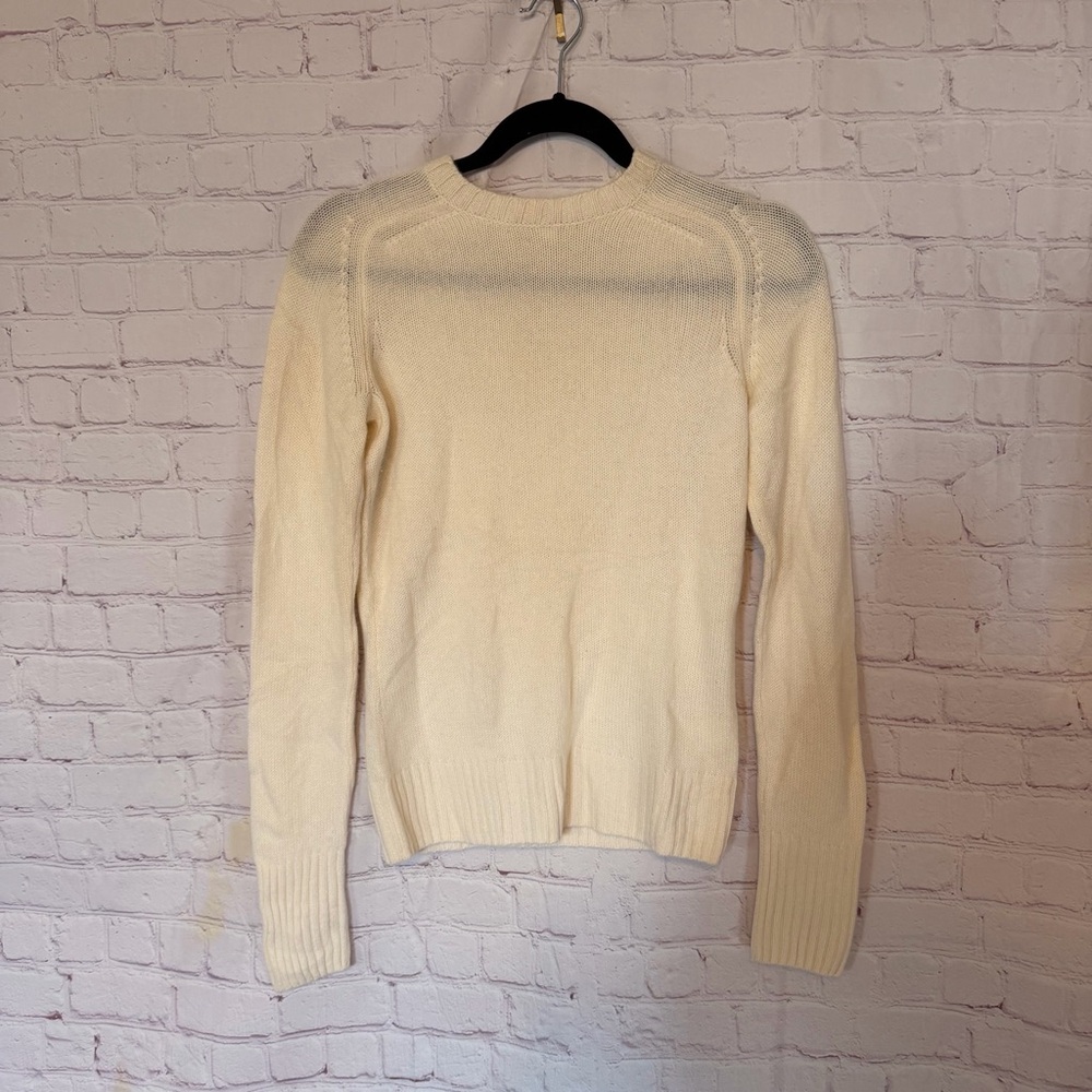 J. Crew Women's Ivory Crew Neck Sweater 100% cashmere - Picture 1 of 4
